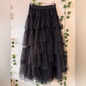 Black Tiered Tulle Skirt w/ Black Bows